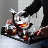 NNEOBA Globe Whiskey Decanter Set Lead-Free Glass Carafe