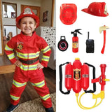 120CM Kids Firefighter Halloween Cosplay Uniform Toys Children Sam Firemen Role Work Clothing Suit Boy Girl Performance Party Costumes