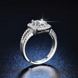 Women's 925 Sterling Silver Crystal Square Ring