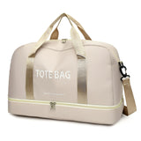 NNEOBA Travel Duffle Bag with Shoe Compartment & Strap (Beige)