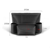 NNEOBA Universal Car Seat Middle Storage Bag–PU Leather Armrest Organizer Black
