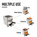 NNEOBA Foldable Stainless Steel Wood Stove Silver