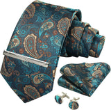 100% Silk Paisley Floral Men's Tie Set