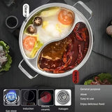 NNEOBA 32cm 316 Stainless Steel Twin Divided Hot Pot Silver