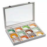 Ice Velvet Jewelry Organizer Box – 12-Grid Storage Case with Clear Lid for Rings, Earrings & Bracelets
