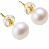 White Freshwater Pearl Stud Earrings 925 Sterling Silver 5–5.5 mm
