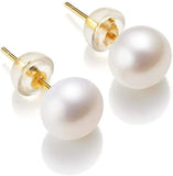 White Freshwater Pearl Stud Earrings 925 Sterling Silver 5–5.5 mm