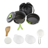 NNEOBA 9-Piece Camping Cookware Set Green