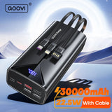 30000mAh Power Bank 22.5W with Built-In Cable & Display