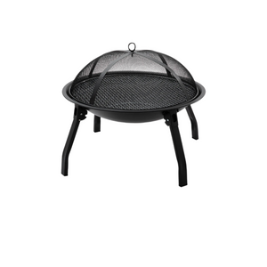 NNEOBA Outdoor Charcoal Fire Pit Portable Iron Fire Bowl with Folding Legs Black