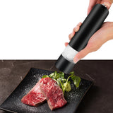 NNEOBA Electric Spice Grinder with LED Light Automatic Pepper & Salt Mill Black