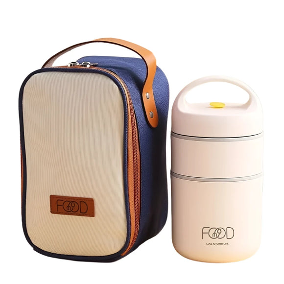 NNEOBA Stainless Steel Thermal Lunch Box with Insulated Bag