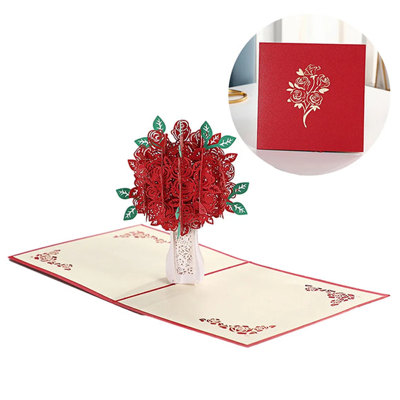 NNEOBA 3D Pop-Up Rose Greeting Card for Special Occasions