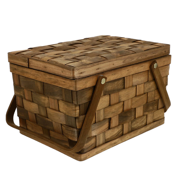 NNEOBA Wooden Woven Large Capacity Picnic Storage Basket