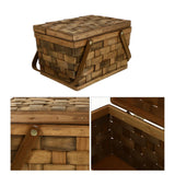 NNEOBA Wooden Woven Large Capacity Picnic Storage Basket