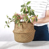 NNEOBA Straw Wicker Rattan Hanging Flowerpot Basket