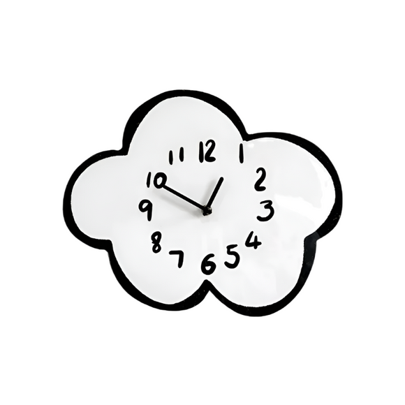 NNEOBA Swaying Cloud Cartoon Mute Wall Clock White