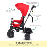NNEDPE Explorer 3-Stage Kids Trike with Canopy - Red