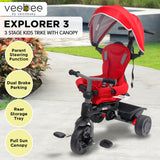 NNEDPE Explorer 3-Stage Kids Trike with Canopy - Red