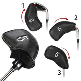 Versatile 12-Piece Golf Club Cap Set In Black Pu Leather With Litchi Texture-1915196900303310851