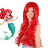 Little Mermaid Cosplay Wig - Red Curly For Halloween Party-1915197739336077312