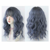 Long Hair Wig With Bangs In Haze Blue Wool - 54Cm-1915198137782374409