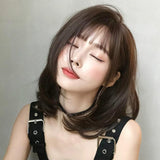 40Cm Shoulder Length Honey Pudding Wig - Perfect For Round Faces-1915198137937563656