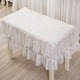 White Lace Piano Dust Cover - Embroidered Full Size 153X33X120Cm-1915196858876170243