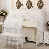 White Lace Piano Dust Cover - Embroidered Full Size 153X33X120Cm-1915196858876170246
