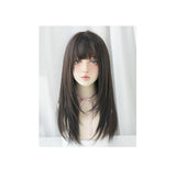 Straight Hair Air Bangs Wig Set - Long-1915197948912865281