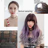 65Cm Big Wave Curly Wig With Full Bangs - Gradient-1915196942472843268