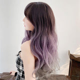 65Cm Big Wave Curly Wig With Full Bangs - Gradient-1915196942472843269