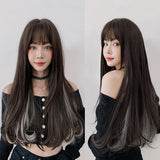 Long Curly Hair With Bangs - 65Cm Length-1915196854946107399