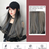 60Cm Long Curly Gradient Hair Cap Wig-1915196935657099266