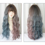 Gradient Mint Cherry Long Hair Wig - 76Cm Full Bangs-1915197128527974401