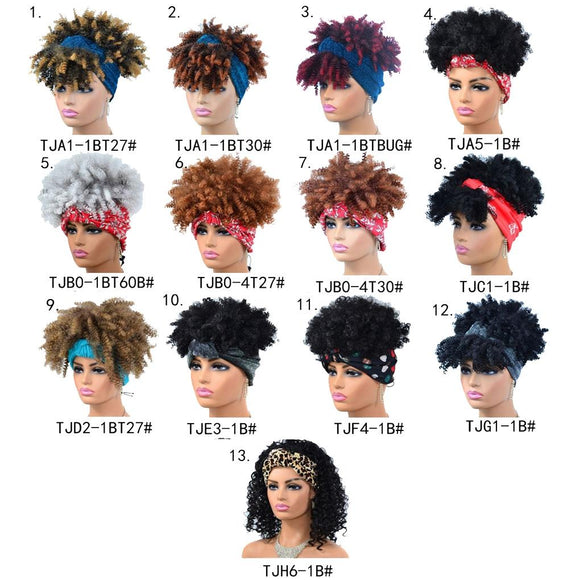 Gradient Small Curly Headscarf Wig In 9.Tjd2 1Bt27 Colour-1915197022865068033