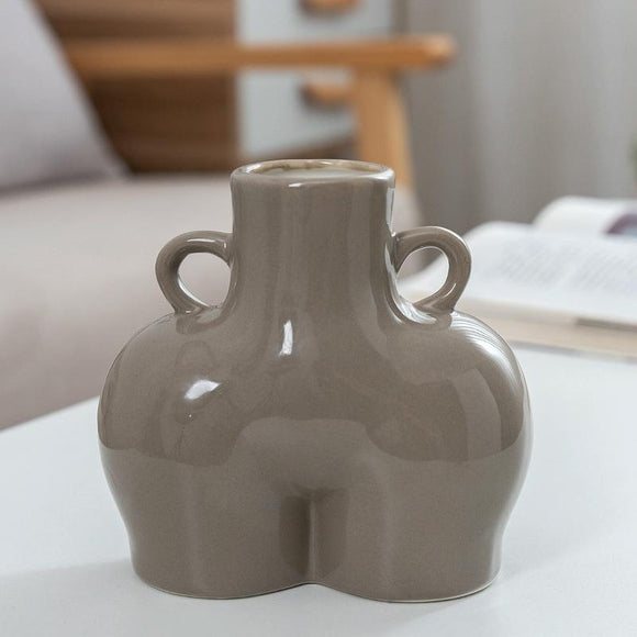 Small Bright Gray Ceramic Vase For Home Decor And Dried Flower Arrangements-1915197187466334209