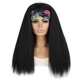 Long Hair Turban Headband With Corn Beard Wig - Black-1915197635363475461