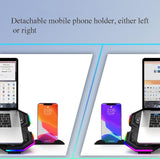 Usb Fan Stand With Phone Holder And Blue Light - 6 Fans-1915198337087311877