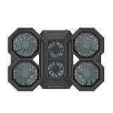 Usb Fan Stand With Phone Holder And Blue Light - 6 Fans-1915198337087311872