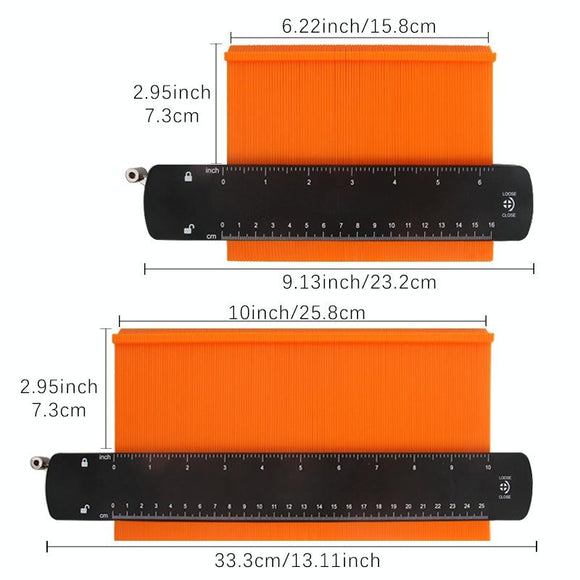 Metal Profile Contour Utensils Set With 10 Ruler Straight Edge Pencil And Screwdriver - Locking Feature-1915197636621766657