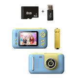 Kids Hd Reversible Camera - 2.4 Inch 8G Memory Card Card Reader - Yellow / Blue-1915197276431716358