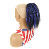 Short Fluffy Drawstring Perm Curly Ponytail Wig - Blue-1915197435571998726
