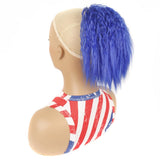 Short Drawstring Perm Curly Ponytail Wig - Blue2-1915198017359712258