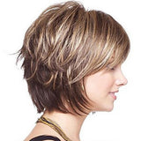 Short Curly Silk Wig - Mixed Colour-1915198345769521154