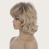 Silk Fiber Short Curly Wig - Gold Colour-1915198302027124739