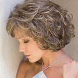 Silk Fiber Short Curly Wig - Gold Colour-1915198120602505217