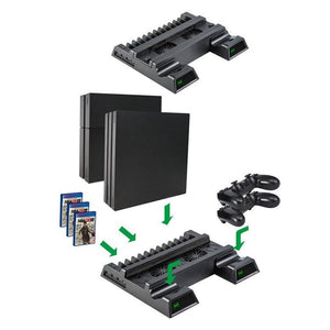 Vertical Cooling Stand With Dual Controller Charger For Ps4 - Black-1922443423512662017
