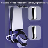 Wall-Mounted Bracket For Ps5 Console With Controller Vr Glasses And Headphone Storage - Black-1915196836906405891