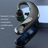 Waterproof Bluetooth Earphones With Led Display - Black-1915197126565040130